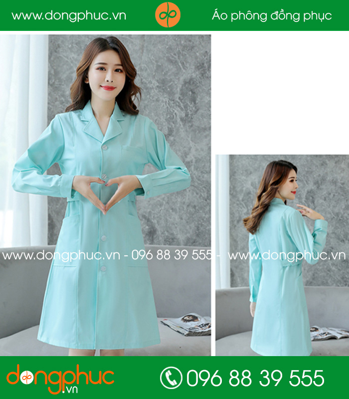 Áo blouse đồng phục y tá - Bác sĩ màu xanh lơ
